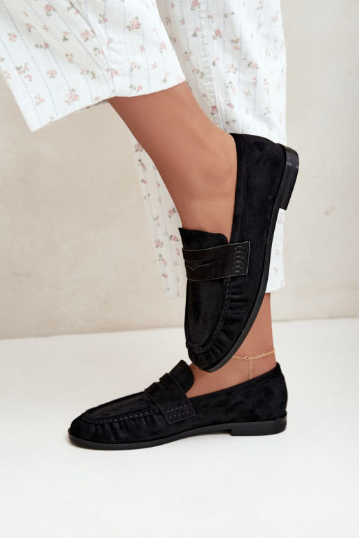 dames mocassins met rimpels in zwart Cayen