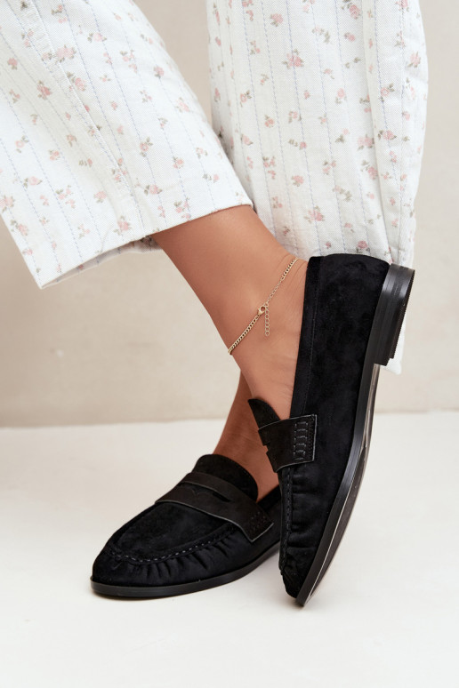 mocassins femmes avec volants couleur noire Cayen