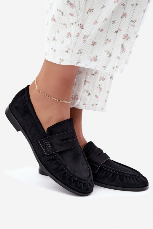 dames mocassins met rimpels in zwart Cayen