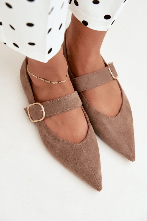 ballerines femmes avec sangles et boucles couleur sable Melby