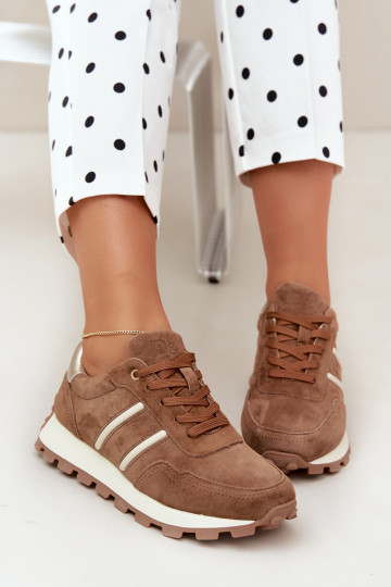 sneakers van faux suede D&A LR62-7101 in bruin