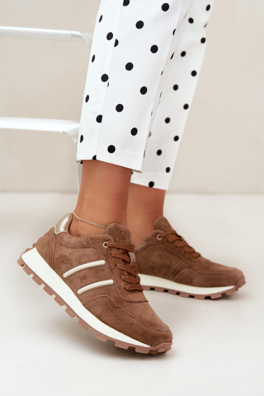 sneakers van faux suede D&A LR62-7101 in bruin