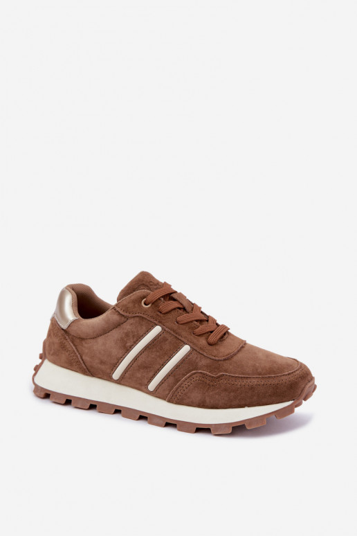 sneakers van faux suede D&A LR62-7101 in bruin