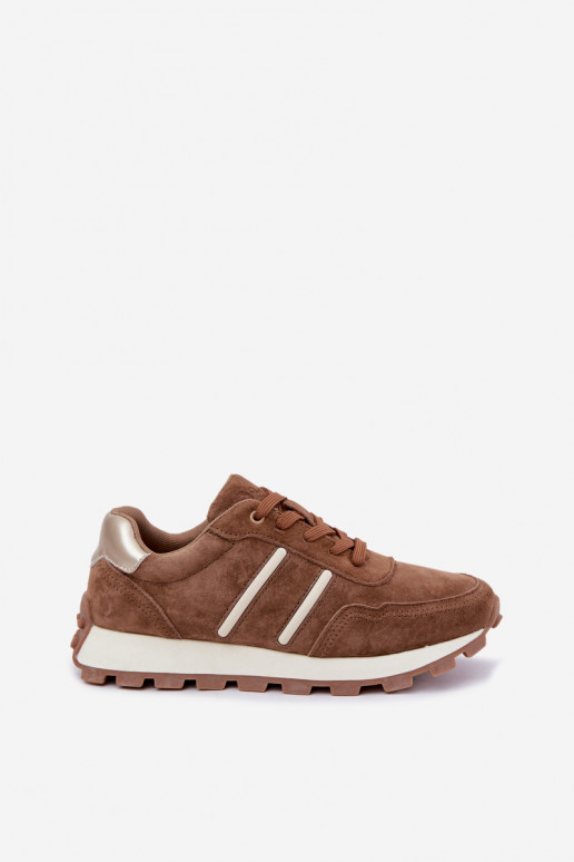 sneakers van faux suede D&A LR62-7101 in bruin