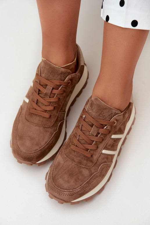 sneakers van faux suede D&A LR62-7101 in bruin