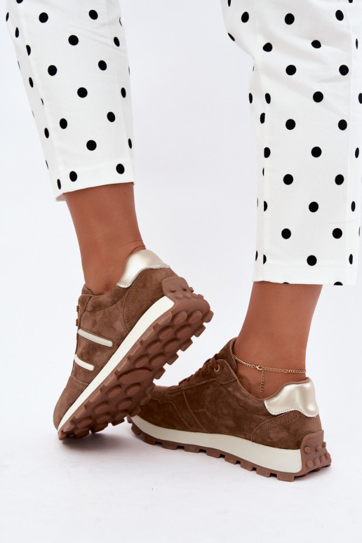 sneakers van faux suede D&A LR62-7101 in bruin