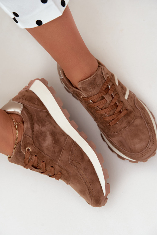 baskets en daim synthétique D&A LR62-7101 en marron