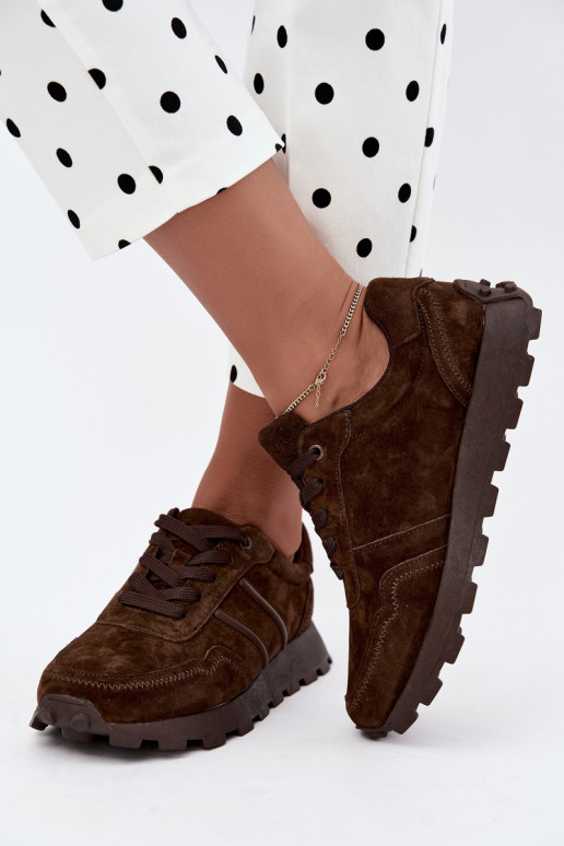 sneakers van faux suede D&A LR62-7101 in bruin