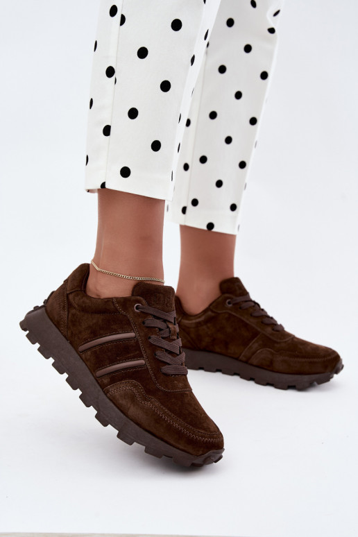 sneakers van faux suede D&A LR62-7101 in bruin