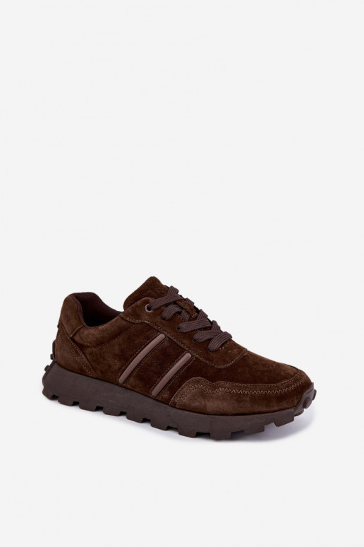 sneakers van faux suede D&A LR62-7101 in bruin