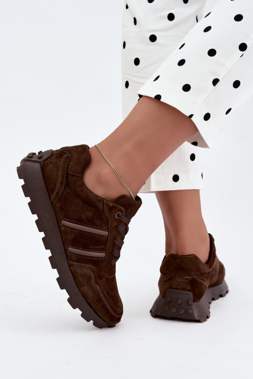 sneakers van faux suede D&A LR62-7101 in bruin