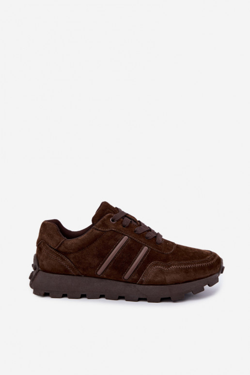 sneakers van faux suede D&A LR62-7101 in bruin
