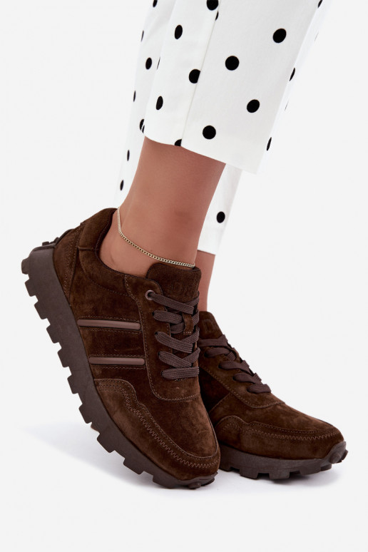 sneakers van faux suede D&A LR62-7101 in bruin