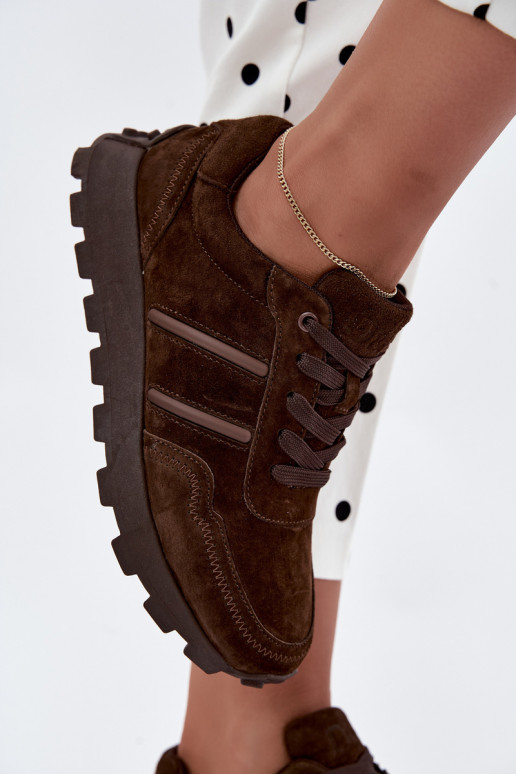 sneakers van faux suede D&A LR62-7101 in bruin