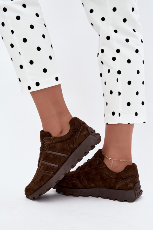 sneakers van faux suede D&A LR62-7101 in bruin