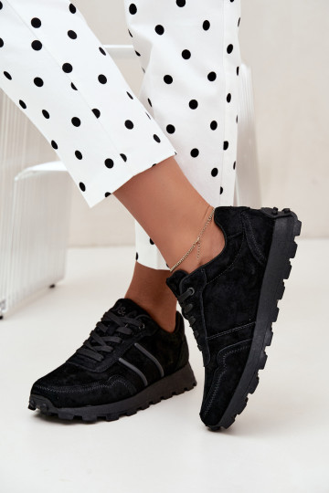sneakers van faux suede D&A LR62-7101 in zwart