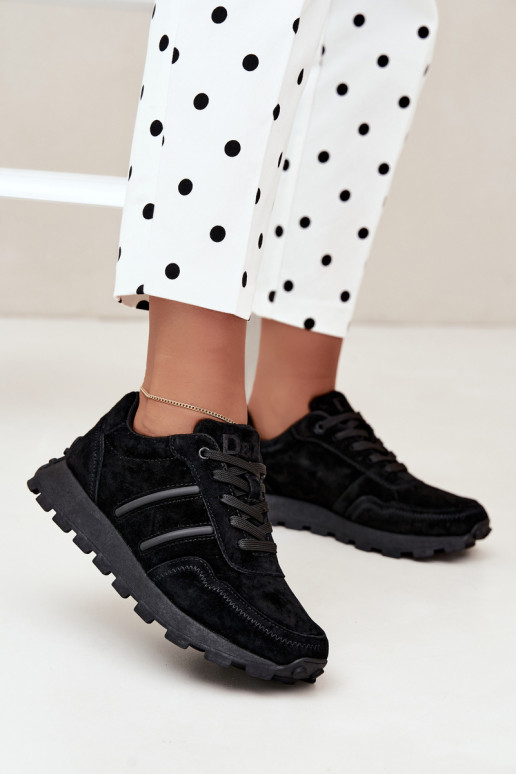 sneakers van faux suede D&A LR62-7101 in zwart
