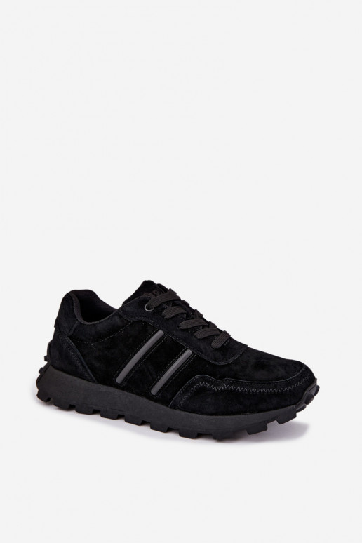 sneakers van faux suede D&A LR62-7101 in zwart