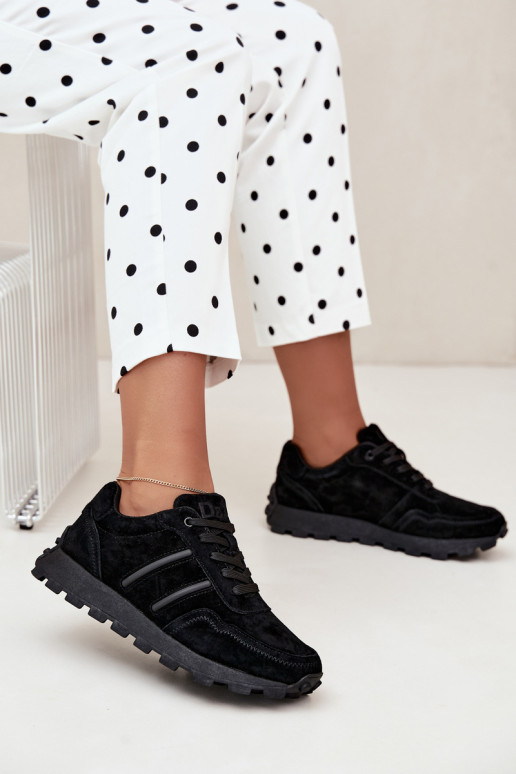 sneakers van faux suede D&A LR62-7101 in zwart