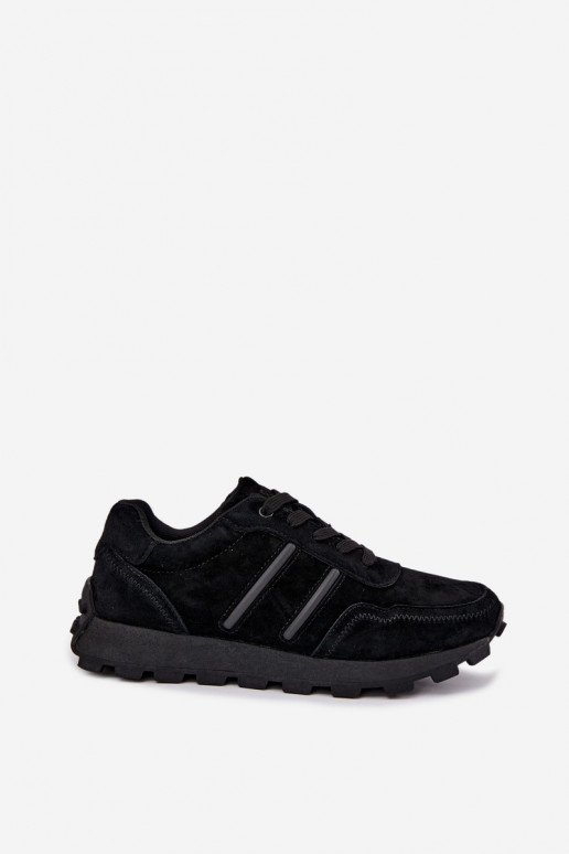 sneakers van faux suede D&A LR62-7101 in zwart