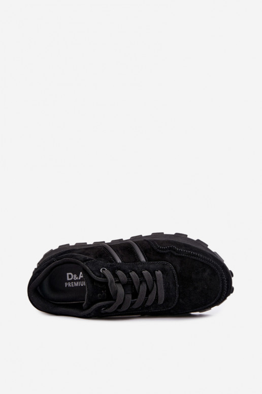 sneakers van faux suede D&A LR62-7101 in zwart