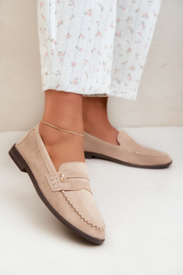 dames mocassins met decoratieve details in zandkleur Treya 2