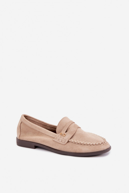 dames mocassins met decoratieve details in zandkleur Treya