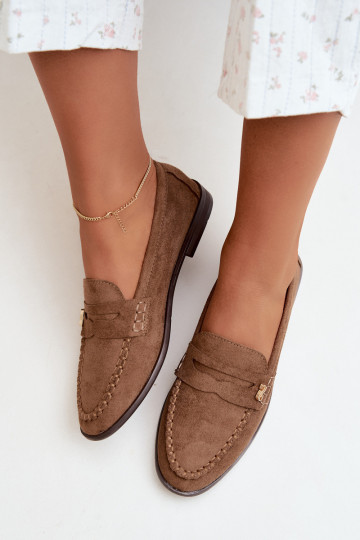 dames mocassins met decoratieve details in bruin Treya 2
