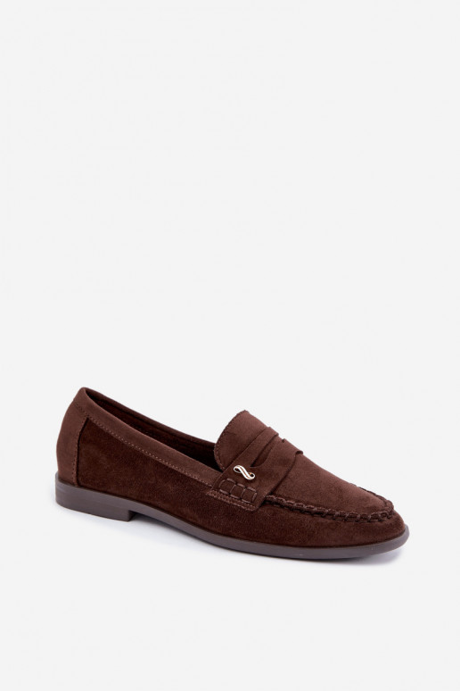 dames mocassins met decoratieve details in bruin Treya