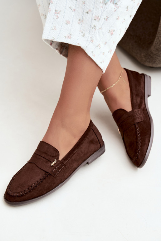 dames mocassins met decoratieve details in bruin Treya