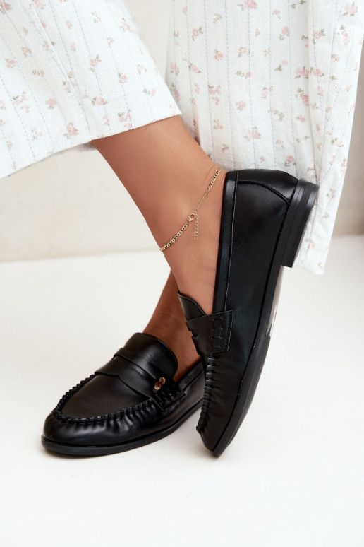 mocassins femmes avec détails décoratifs couleur noire Treya