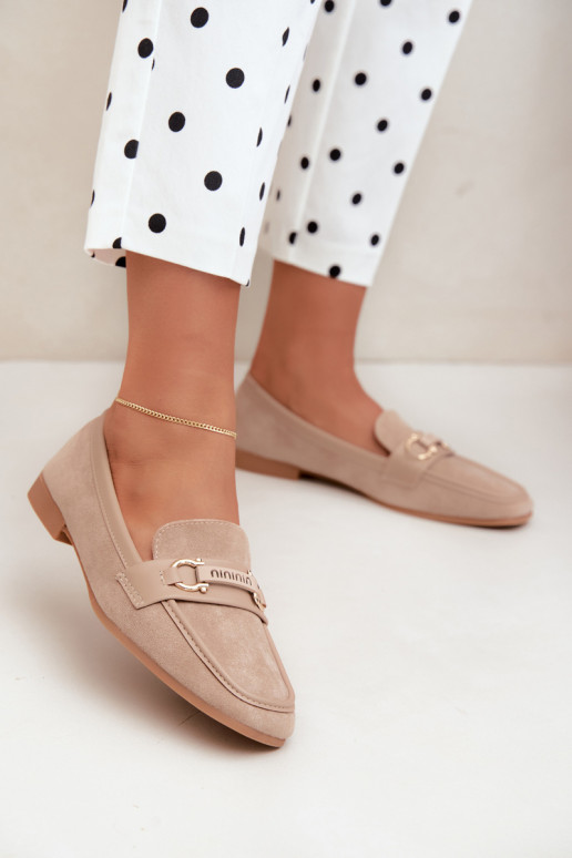 dames mocassins met chique elementen in zandkleur Evelora
