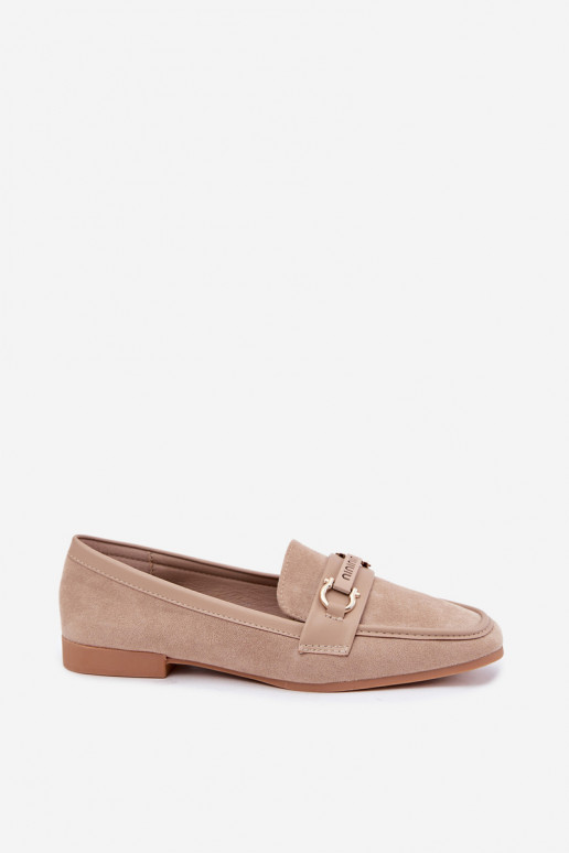 dames mocassins met chique elementen in zandkleur Evelora
