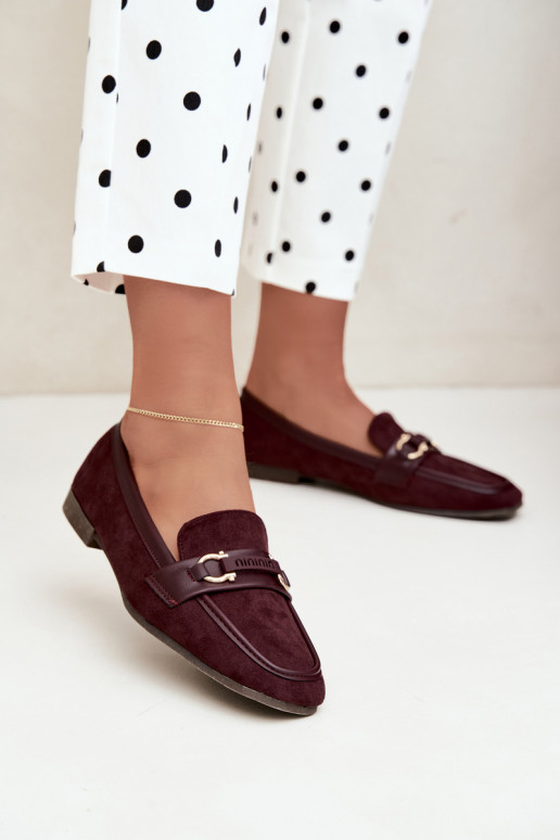 Bordeaux kleurige mocassins met decoratieve elementen Evelora