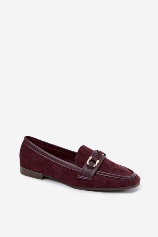 Bordeaux kleurige mocassins met decoratieve elementen Evelora