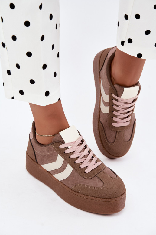 Khaki sneakers met platform en bandjes Kaya