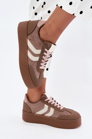 Khaki sneakers met platform en bandjes Kaya 2
