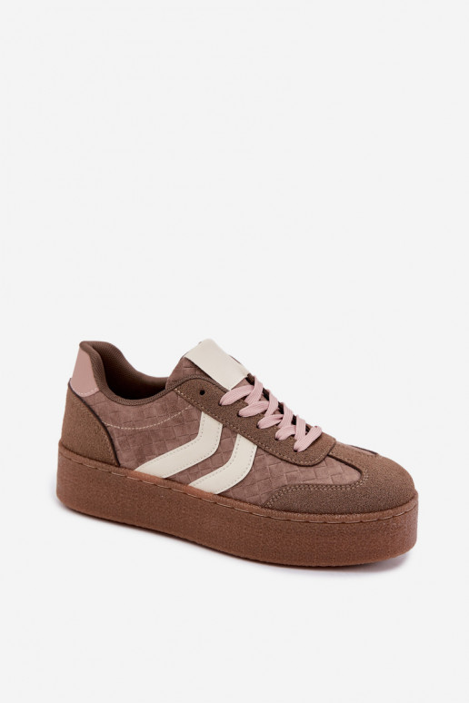 Khaki Sneakers mit Plattform und Riemen Kaya