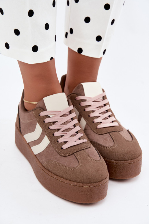 Khaki sneakers met platform en bandjes Kaya