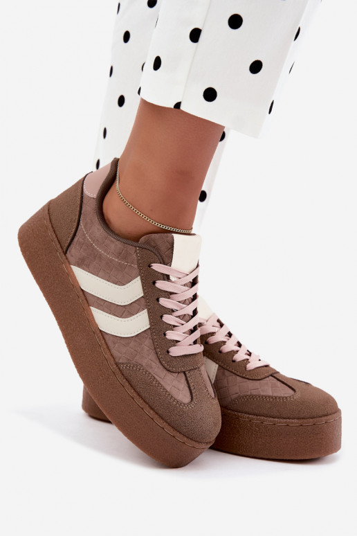 Khaki sneakers met platform en bandjes Kaya