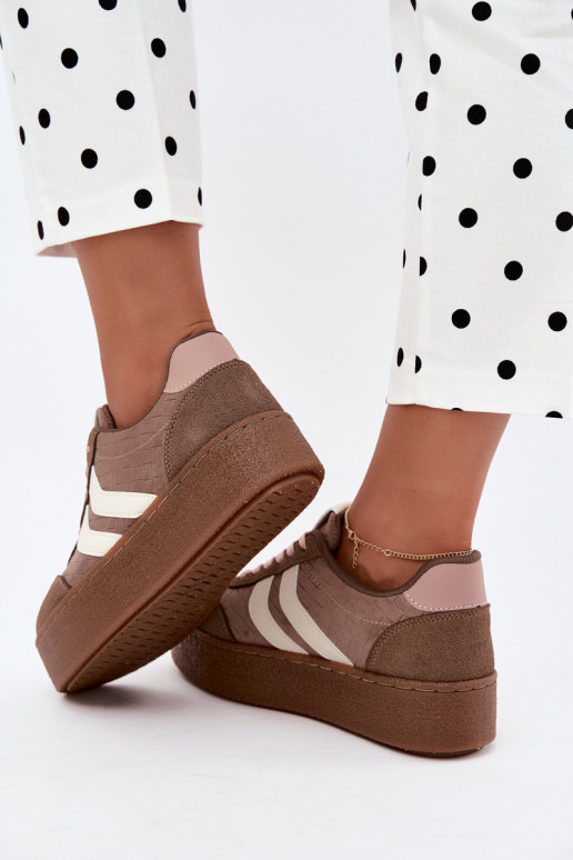 Khaki sneakers met platform en bandjes Kaya