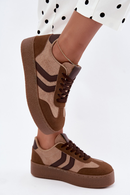 Bruine sneakers met platform en bandjes Kaya