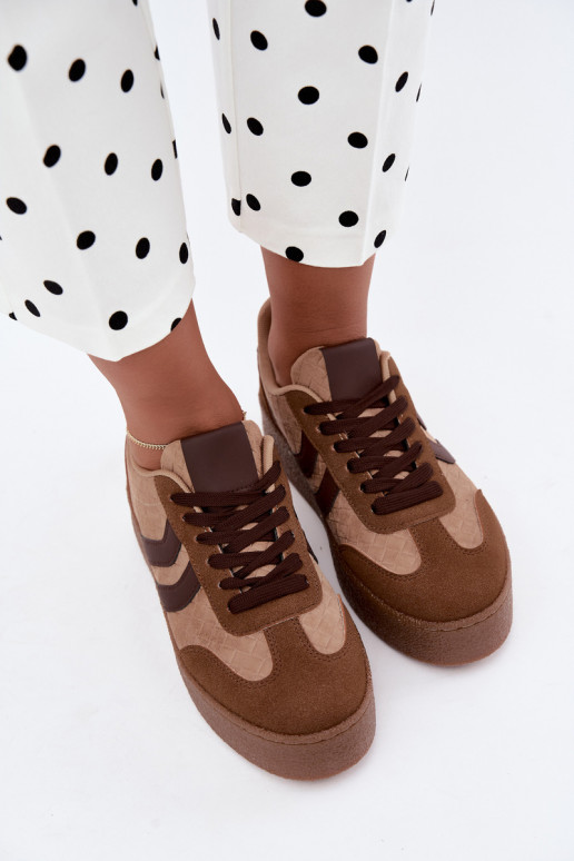 Bruine sneakers met platform en bandjes Kaya