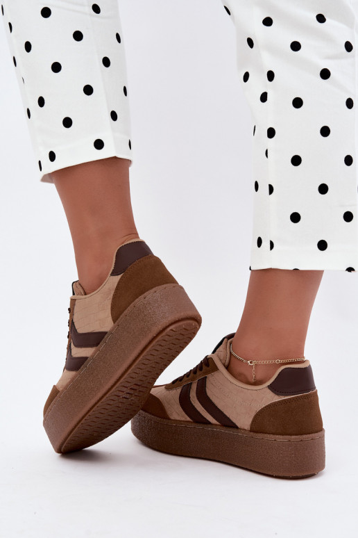 Bruine sneakers met platform en bandjes Kaya