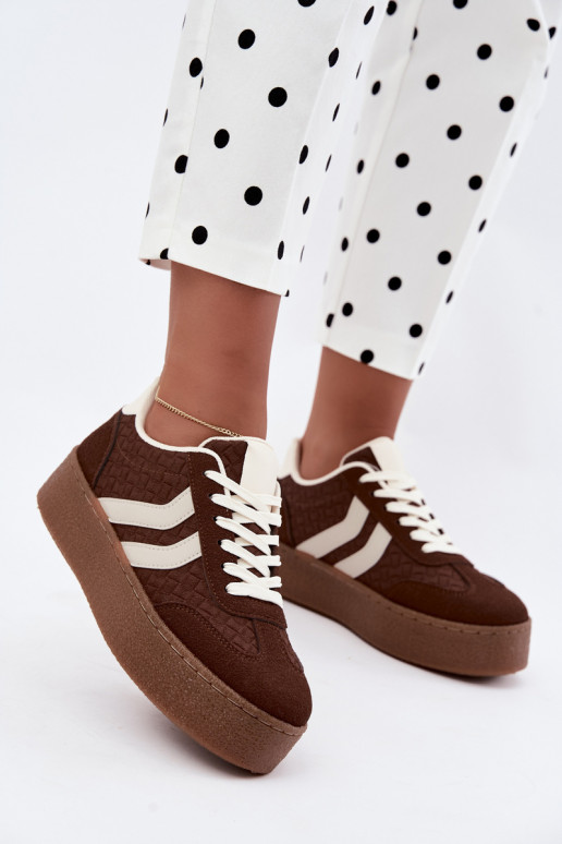 Bruine sneakers met platform en bandjes Kaya
