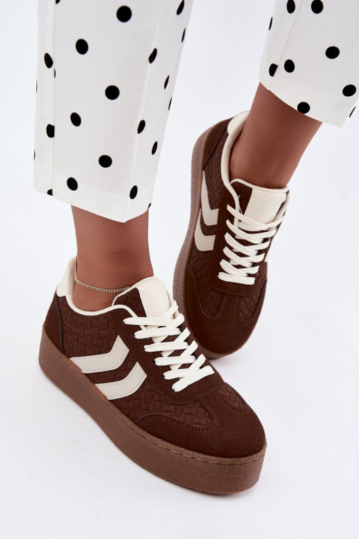 Bruine sneakers met platform en bandjes Kaya