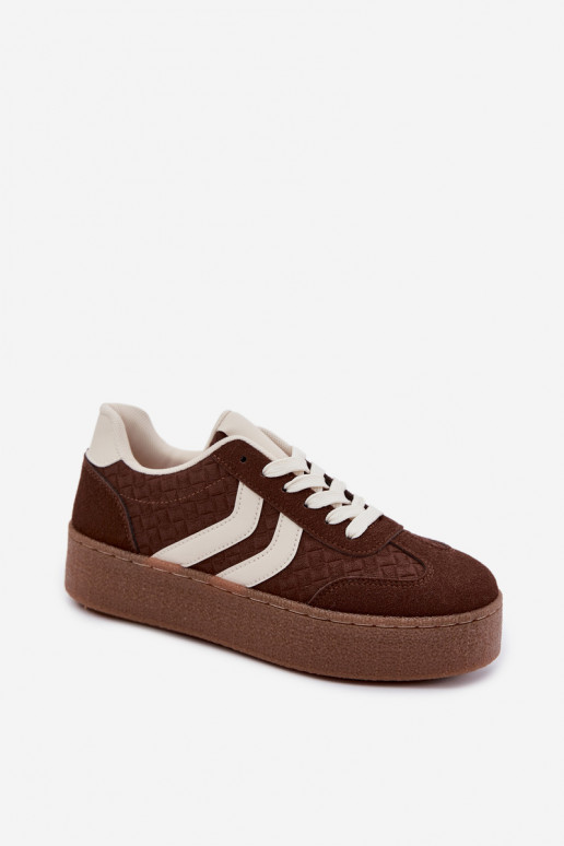 Bruine sneakers met platform en bandjes Kaya