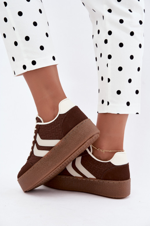 Bruine sneakers met platform en bandjes Kaya