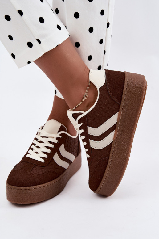 Bruine sneakers met platform en bandjes Kaya