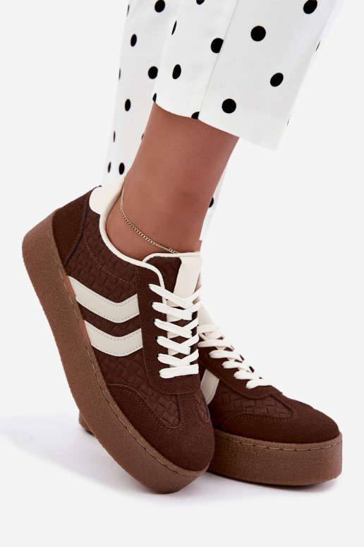 Bruine sneakers met platform en bandjes Kaya
